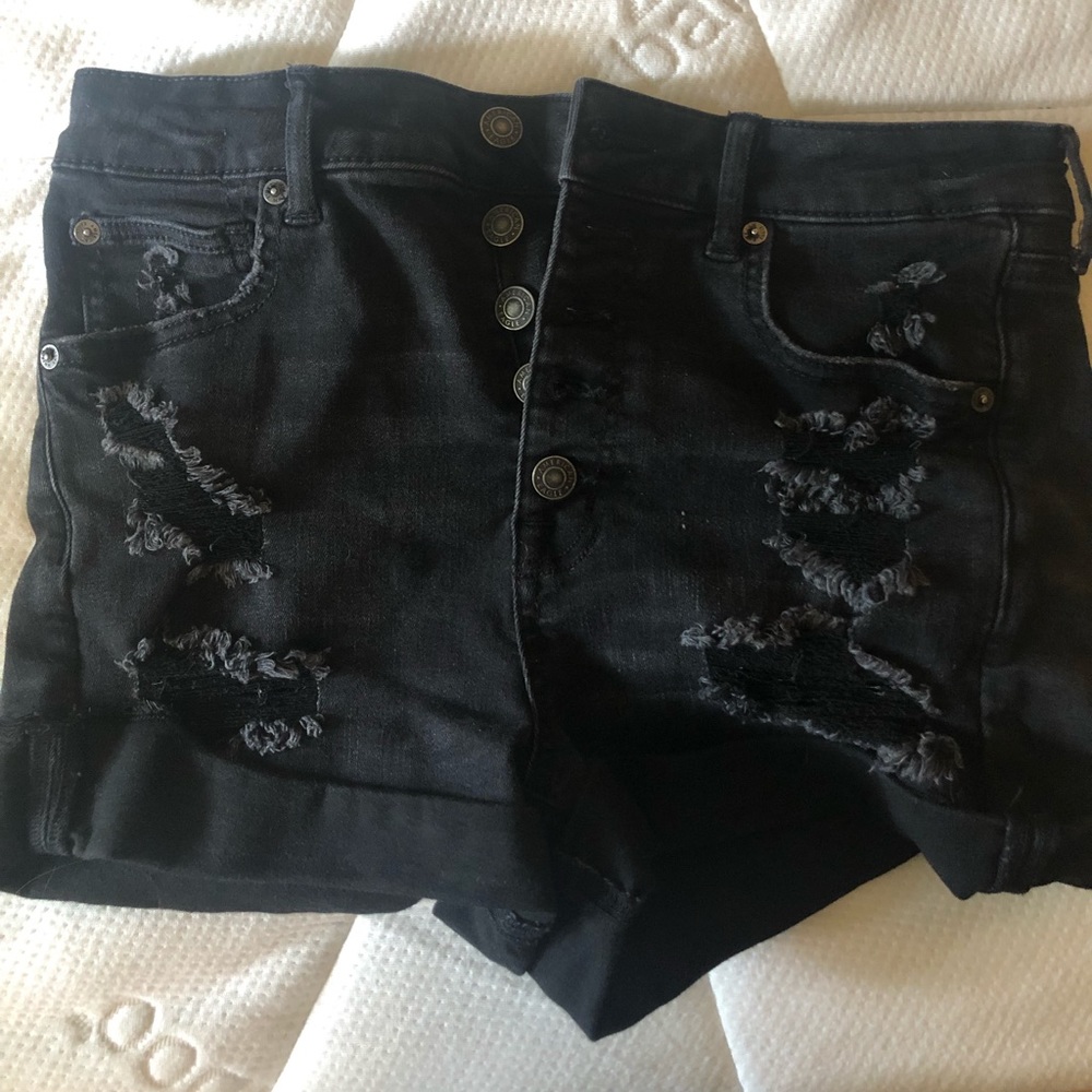 American Eagle Black Ripped Shorts